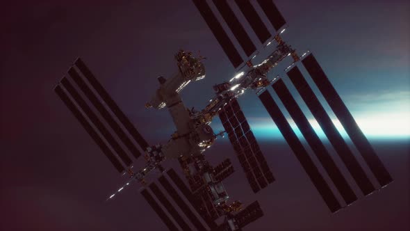 International Space Station Over the Planet Elements Furnished By NASA alt