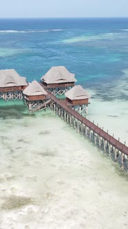 Vertical Video House on Stilts in the Ocean on the Coast of Zanzibar Tanzania