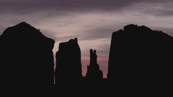 Pink Sunrise Clouds Over Sedona Rock Formations Closeup Timelapse