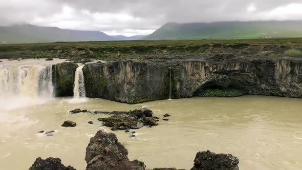 Godafoss Waterfalls in Summer Season Iceland