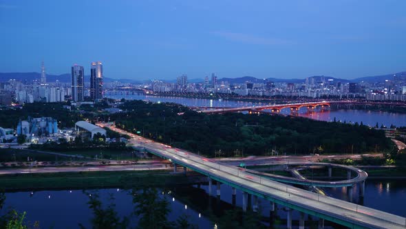 Night City River Traffic