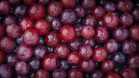 Wet Red Grapes Pile Rotating