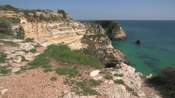 Rocks and cliff on the ocean shore in Lagos