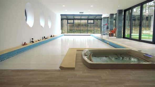 A Covered Indoor Swimming Pool and a in a Luxurious House