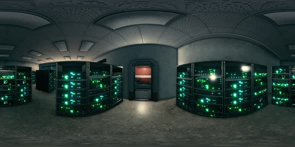 VR360 Network Server Room with Computers for Digital Tv Ip Communications