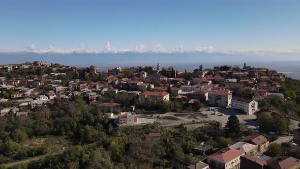 Stunning Valley with the Mountains on the Horizon in the Background of Sighnaghi