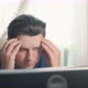 Depressed Businessman at Home Behind Computers - VideoHive Item for Sale
