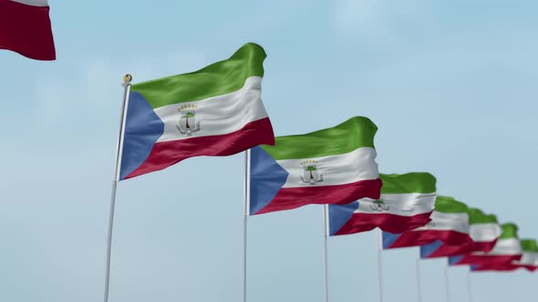 Equatorial Guinea  Row Of Flags 