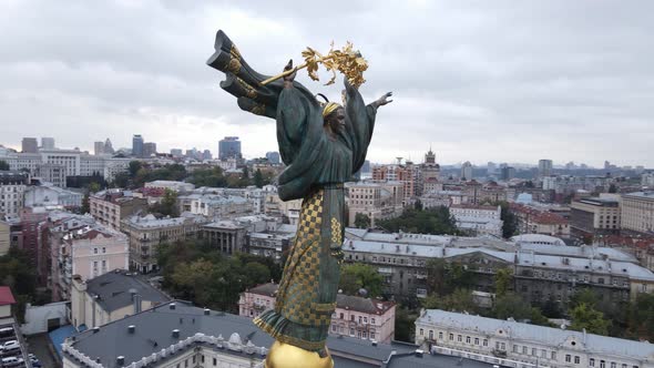 Kyiv, Ukraine in Autumn : Independence Square, Maidan. Aerial View