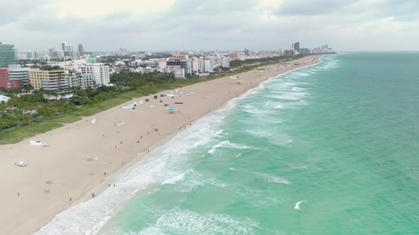 Drone video of Miami Beach and skyline during sunrise