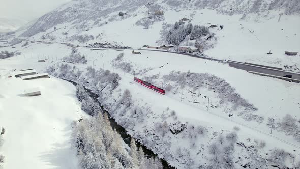 Ski Train in Switzerland Used to Shuttle Passengers and Skiers to Ski Resorts