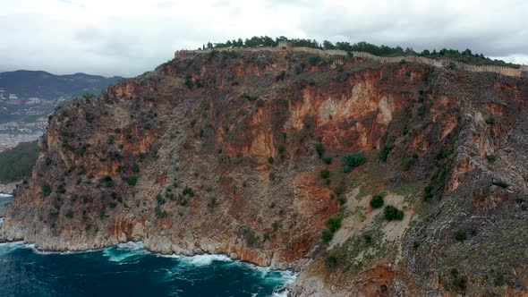 Textured Mountain Alanya Turkey Aerial View 4 K