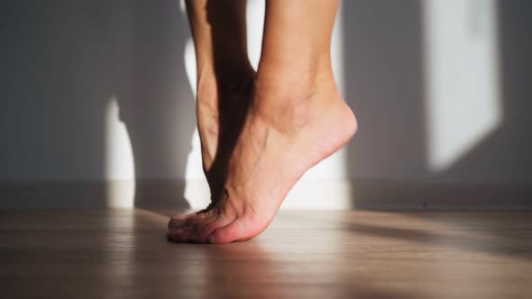 Beautiful Barefoot Female Feet in Bright Sunlight