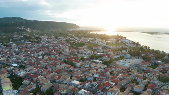 City of Lefkada Island at Sunset, Greece