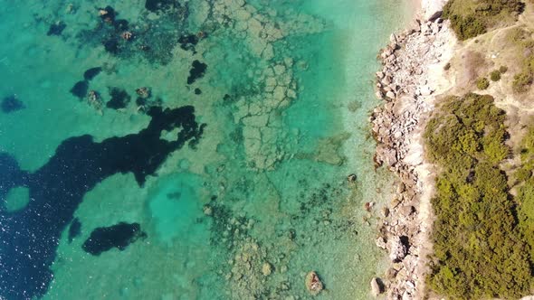 Aerial View of Beautiful Costal Shore in Vlore Albania