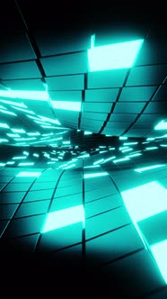 3D vertical background loop. Abstract technology wave background with glowing lights