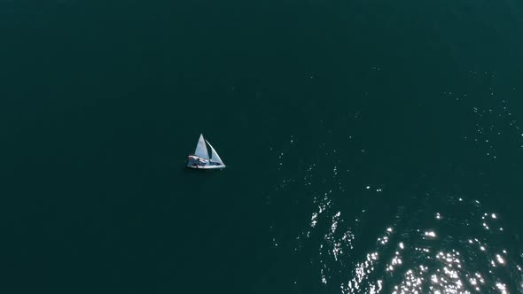 4k Aerial view of the boat, yacht sailing on this island, Summer vibes