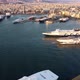 Drone View of the Port in Athens with a Panorama of the City in the Background - VideoHive Item for Sale