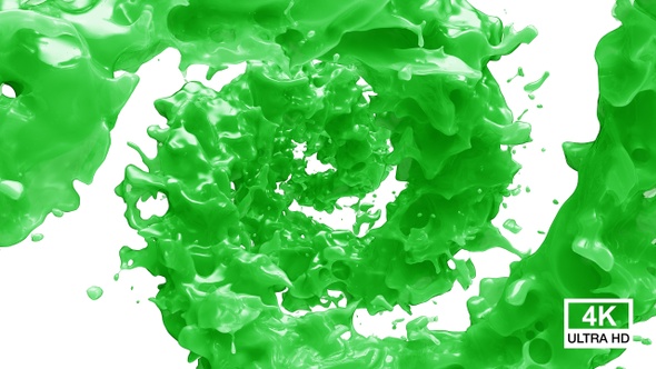 Spinning Twisted Green Paint Splash 4K alt