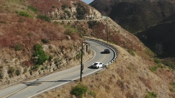 Fast Speedy Cars Racing in Los Angeles Suburban California USA  Aerial View