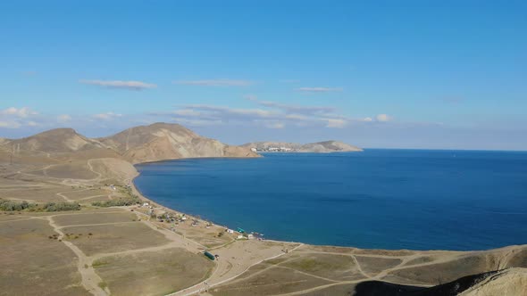 Aerial View of Quiet Bay Cape Chameleon Black Sea Crimean Peninsula