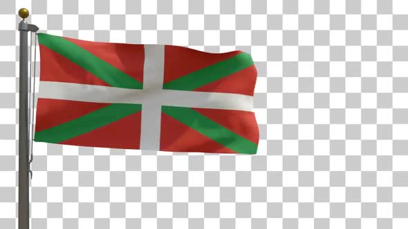 Basque Flag on Flagpole with Alpha Channel - 4K