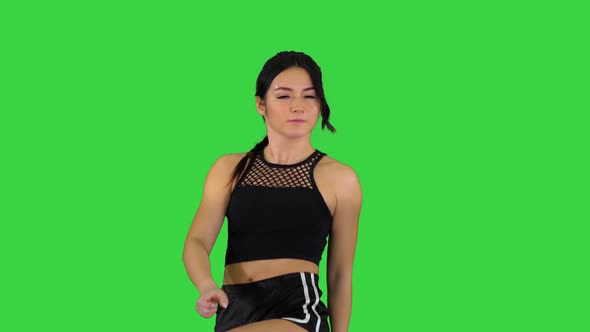 Hot B-girl Dancing on a Green Screen, Chroma Key