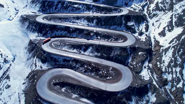 Highway road with scenic curves winding road at Andes Mountains.