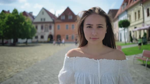 Walks in European City Bardejov in Slovakia in Summer Vacation