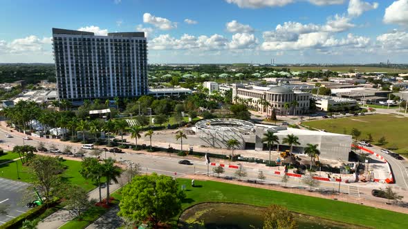 Aerial Video Downtown Doral Park And Cultural Arts Center