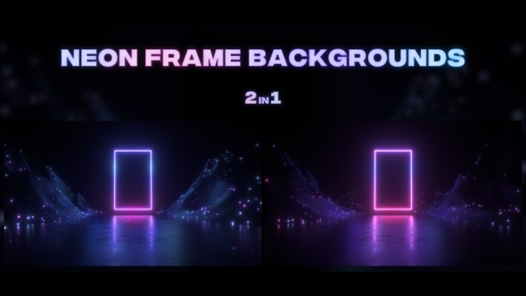 Landscape And Glowing Neon Frame Loops