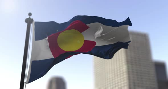 Colorado state flag waving