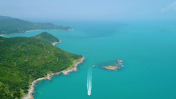 Deep Blue Water Surface Island Coast Aerial View