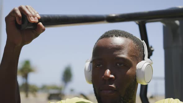 Man exercising in an urban setting