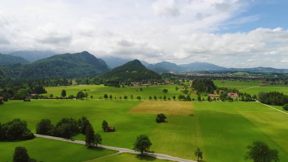 Panorama From the Air Forggensee and Schwangau Germany Bavaria