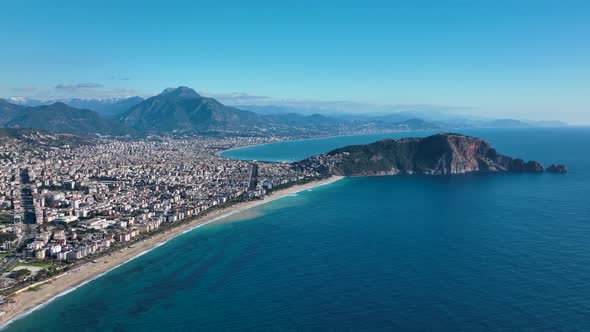 Drone Over the Most Colorful Sea In Alanya Aerıal Vıew 4 K