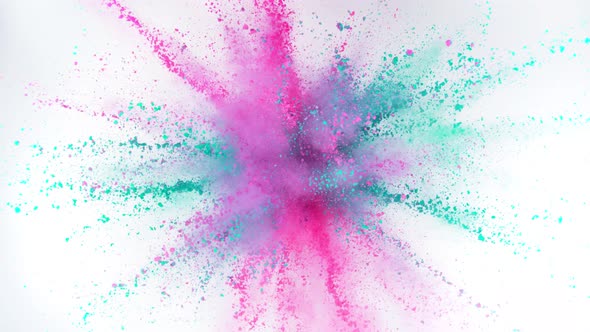 Super Slow Motion Shot of Color Powder Explosion Isolated on White Background at 1000Fps