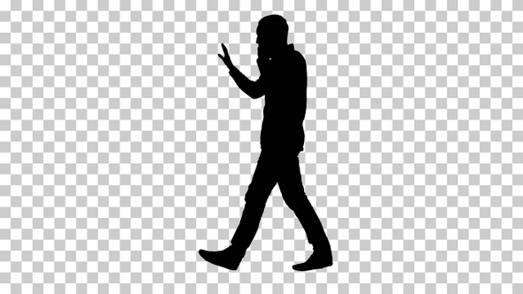 Silhouette Man walking, Alpha Channel