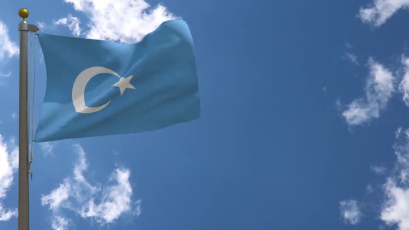 East Turkestan Flag Uyghur Flag On Flagpole