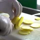 Cutting potatoes finely in close-up shot - VideoHive Item for Sale