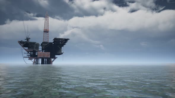 Large Pacific Ocean Offshore Oil Rig Drilling Platform alt