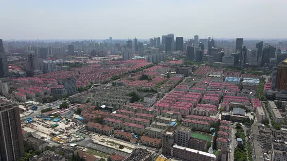 Downtown Shanghai Aerial, China