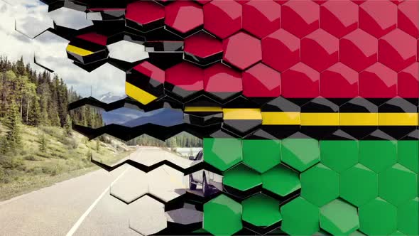 Vanuatu Flag Hexagon Transition - 4K Resolution