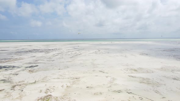 Low Tide in the Ocean Near the Coast of Zanzibar Island Tanzania