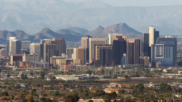 Downtown Phoenix Arizona Skyline Zoom In