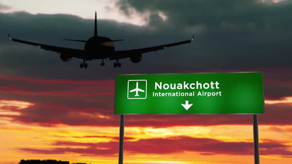 Plane landing in Nouakchott Mauritania airport