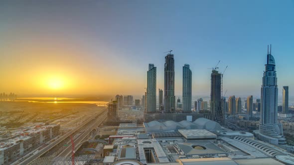 Dubai Downtown with Sunrise Timelapse