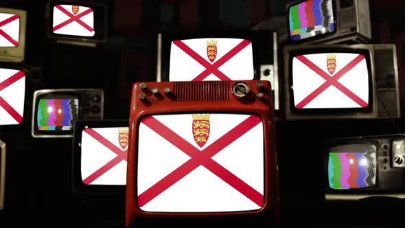 Flag of Jersey on Retro TVs.