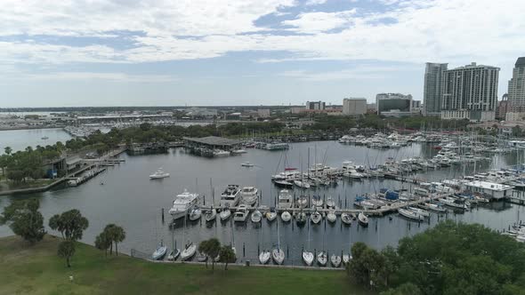 Aerial view of St Petersburg with marina, Florida