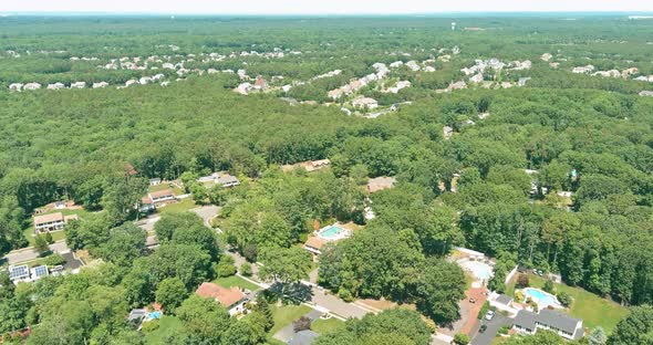 Scenic Seasonal Landscape From Above Aerial View of a Small Town in Countryside in Monroe New Jersey